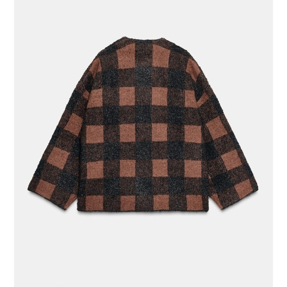 Zara Brown and Black Checkered Jacket - Picture 5 of 7